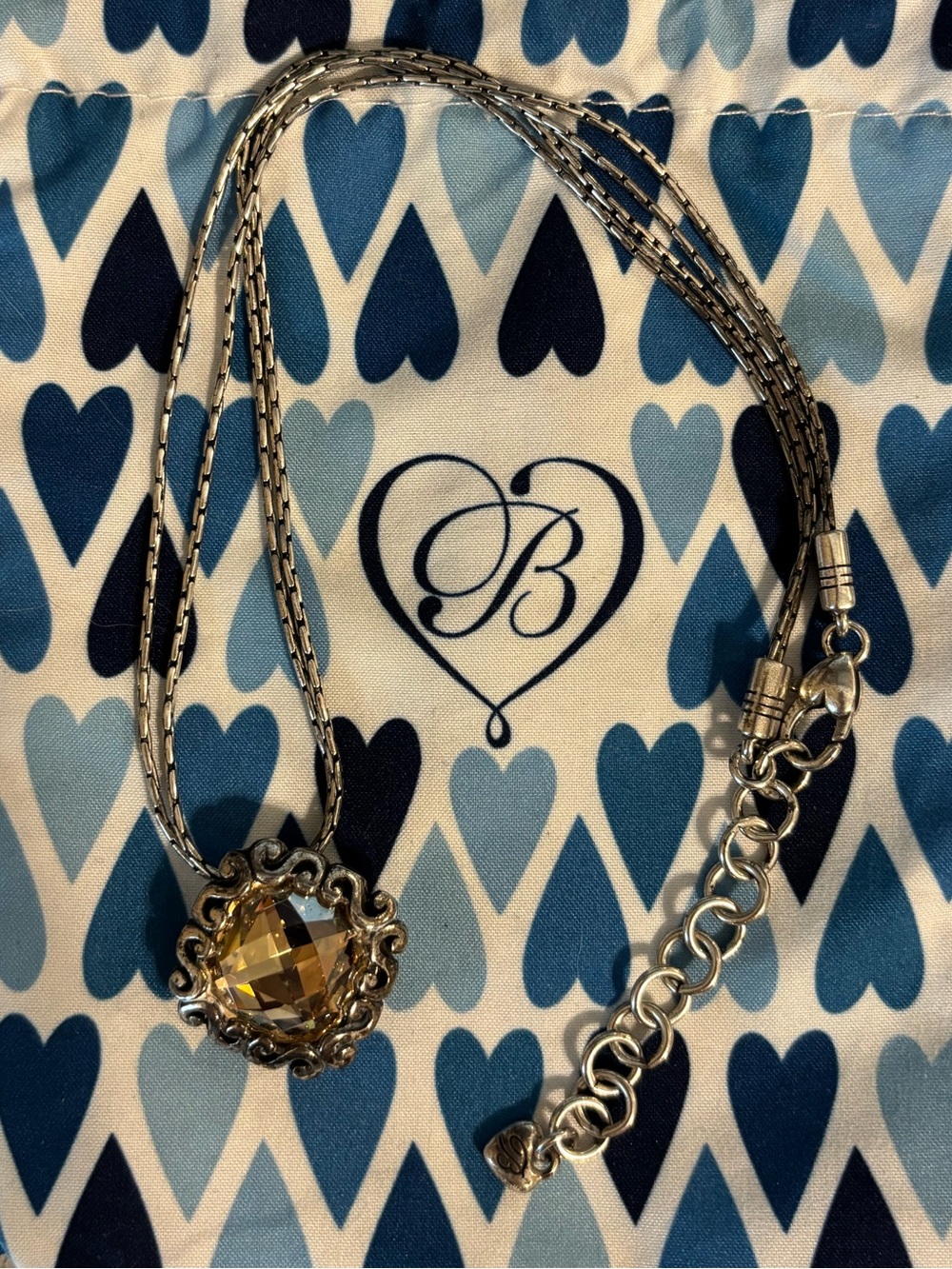 Brighton Silver Necklace with Champagne Crystal Pendant